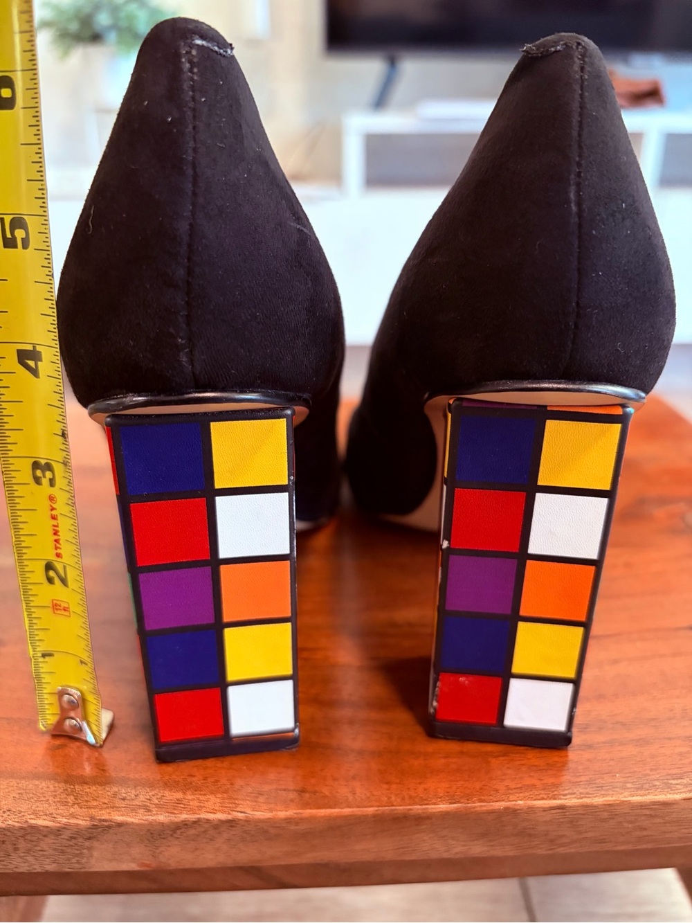 Katy Perry Black Suede Rubix Cube Multicolor Block Heels - Picture 2 of 6